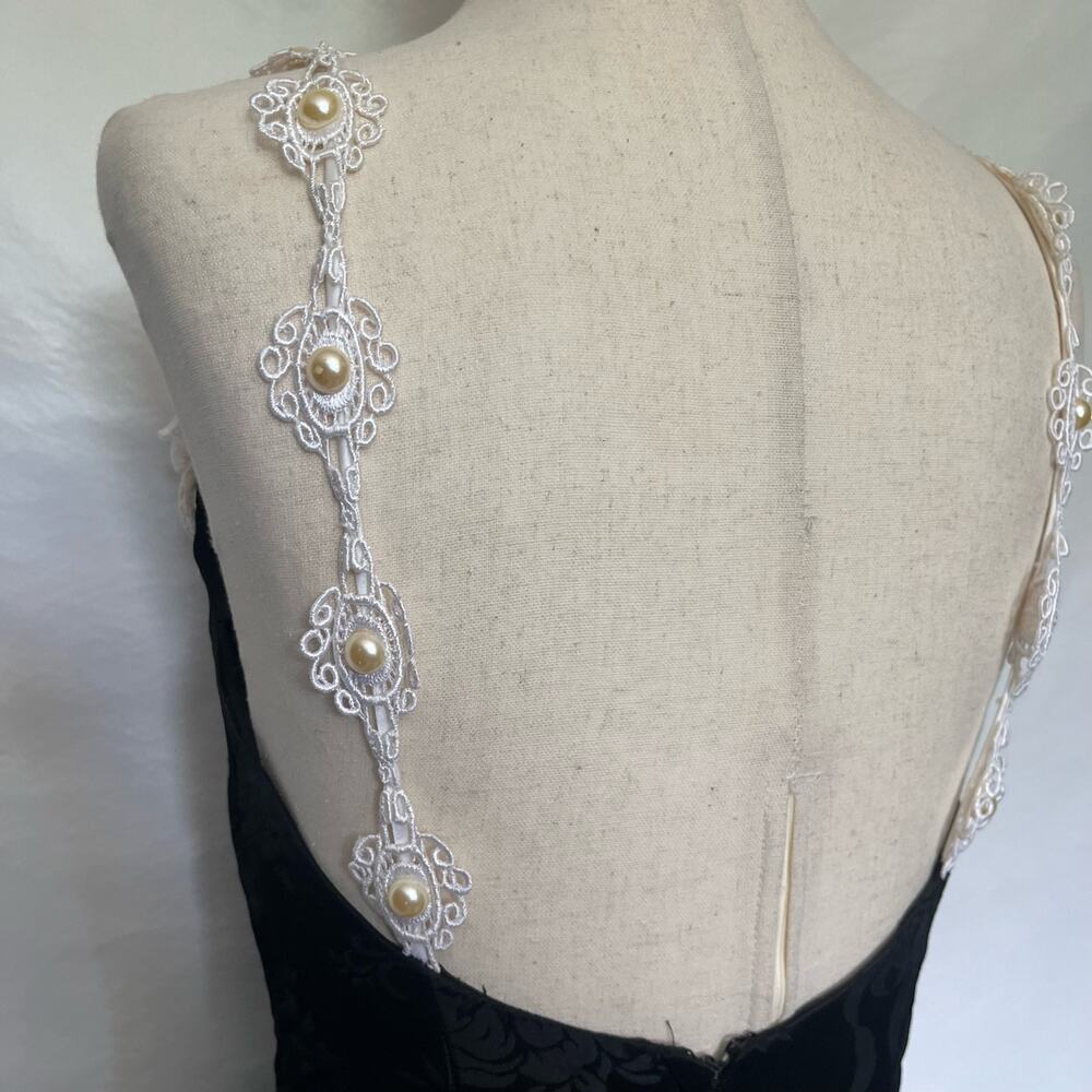 Vtg Y2K Scott McClintock Damask Lace Pearl Dress 6 Gothic Romantic Prom Glam USA - Picture 8 of 16